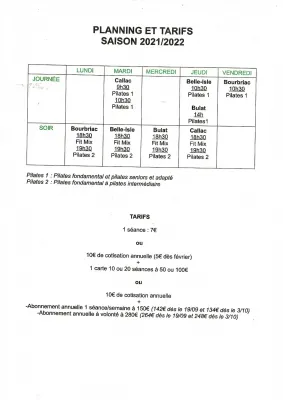 Tarif pilates 2023
